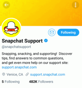 snapchat support call